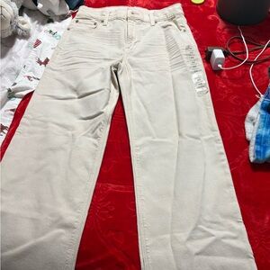 American Eagle Outfitters Women's Beige Straight Leg Jeans